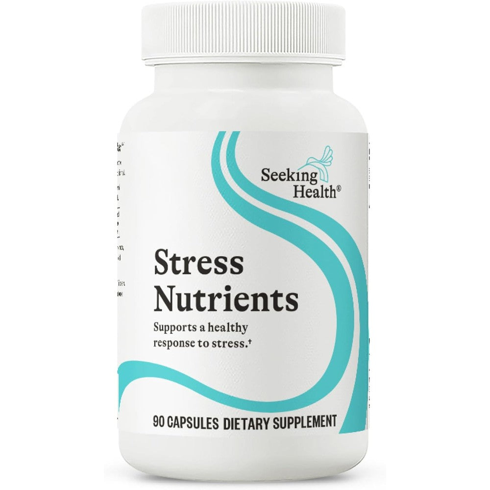 Seeking Health Stress Nutrients 90 Vegetarian Capsules front view bottle for adrenal health.