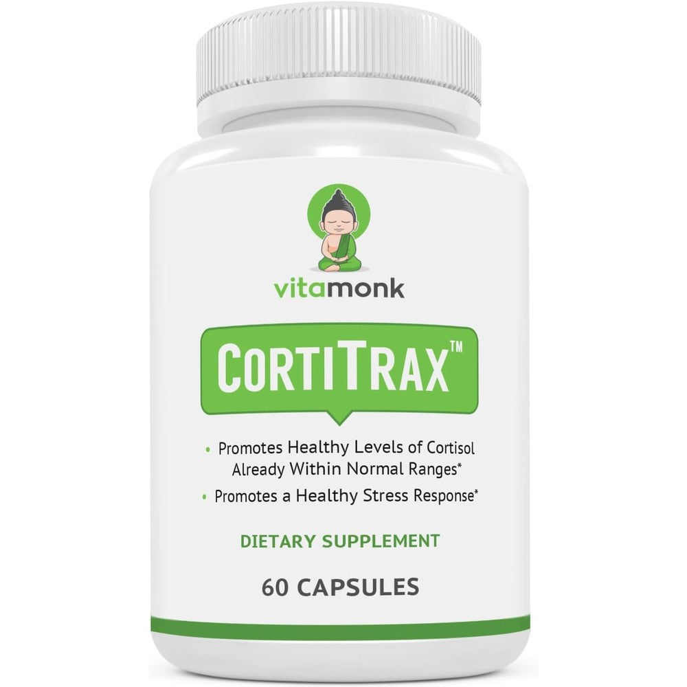 VitaMonk CortiTrax Cortisol Support Capsules front view for stress relief