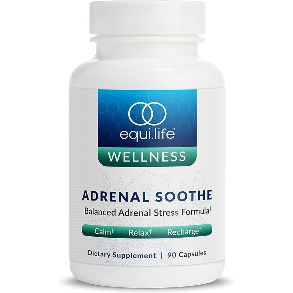 EquiLife Adrenal Soothe 90 capsules front bottle view for stress relief supplement
