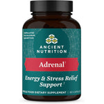 Ancient Nutrition Adrenal Support with Ashwagandha 60 capsules front bottle view for stress relief.