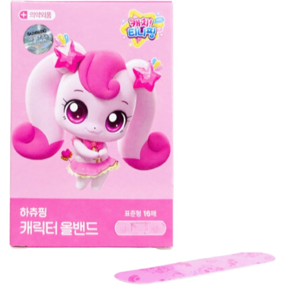 Koreadepart Catch Teenieping Hachuping Character Bandages front view of pink packaging.