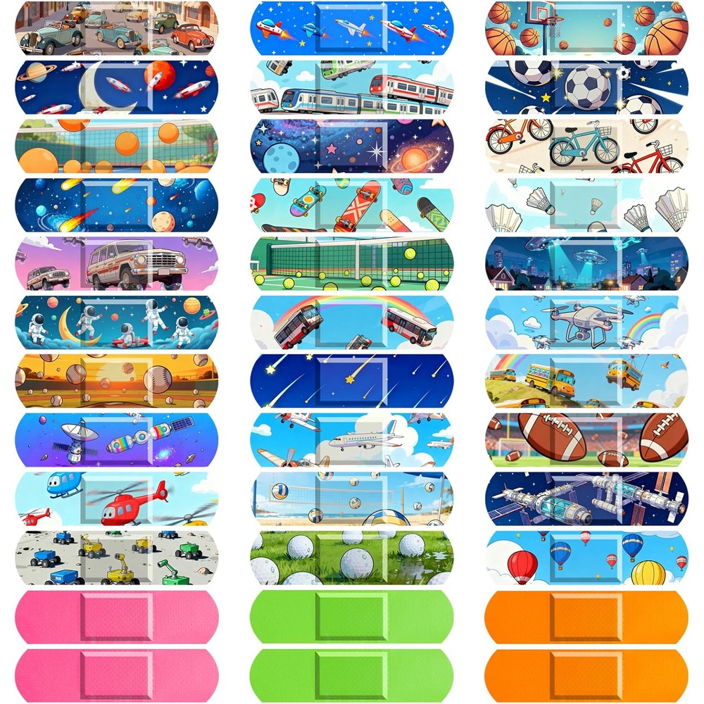 Jaseppor Kids Cartoon Bandages front view of 360 count bulk packaging.