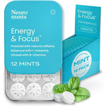 NeuroGum Energy Focus Peppermint Mints front view showing portable tin.