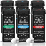 Viter Energy Extra Strength Caffeinated Mints front view of variety pack tins.