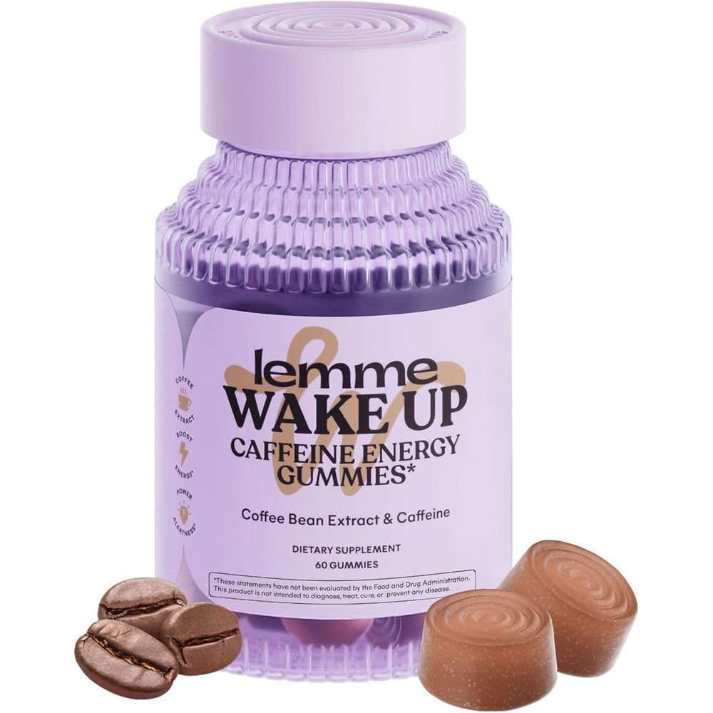 Lemme Wake Up Caffeine Energy Gummies front bottle view for mental focus