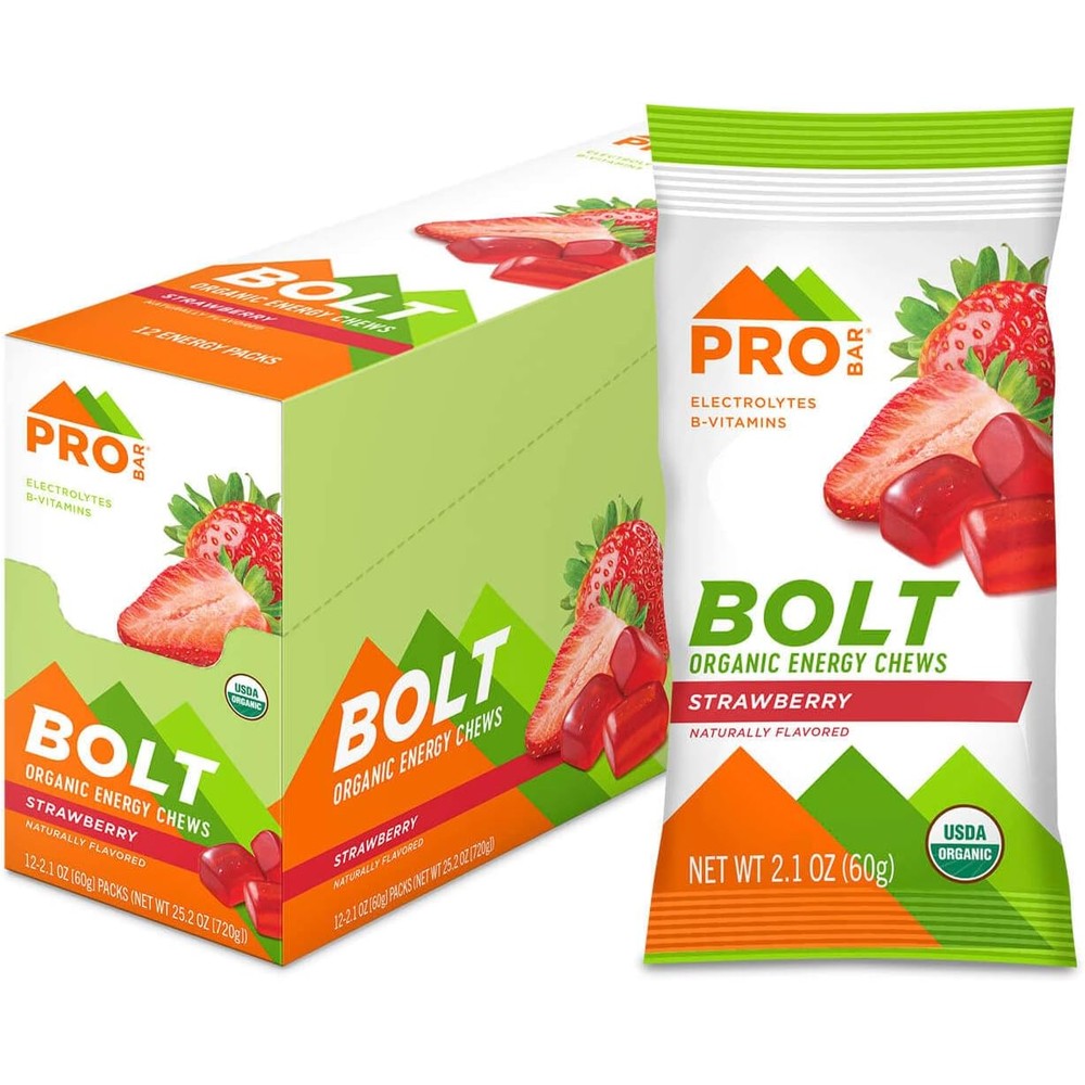 Best energy chews for running and marathon training with organic strawberry juice.