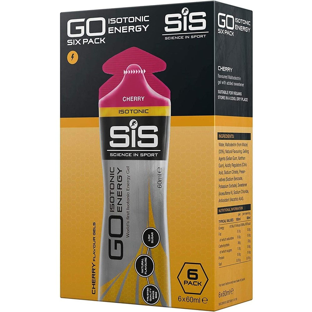 Science In Sport SIS GO Isotonic Energy Gel Cherry front view for endurance fueling.