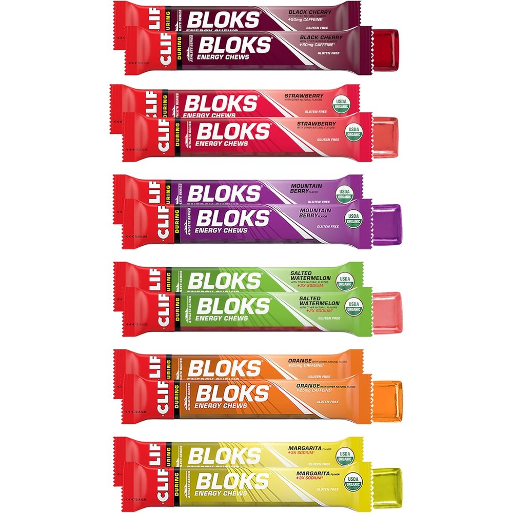 Clif Bloks Energy Chews Best Sellers Variety Pack front view authentic imported sports nutrition.