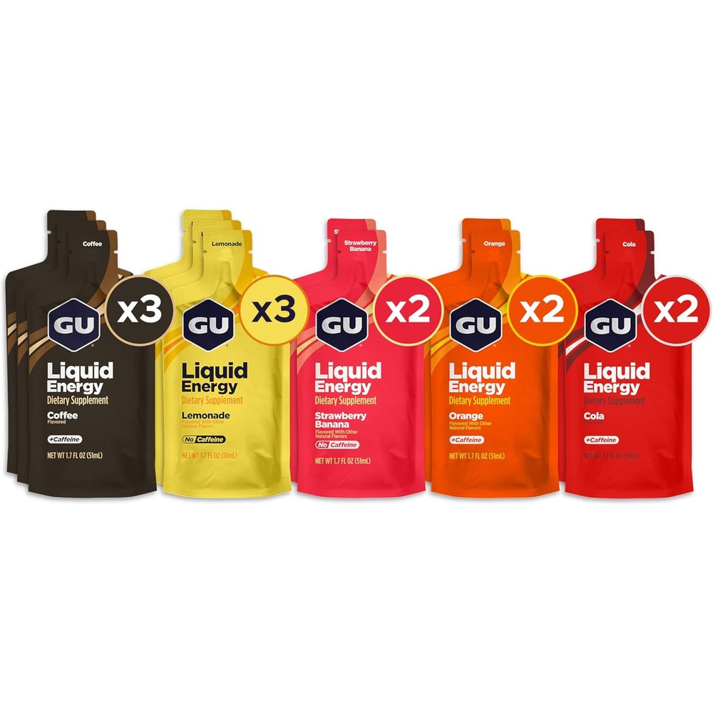 GU Energy Liquid Gel variety pack front view for endurance running