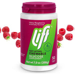 Lift Glucose Fast Acting Raspberry tablets jar front view for energy boost