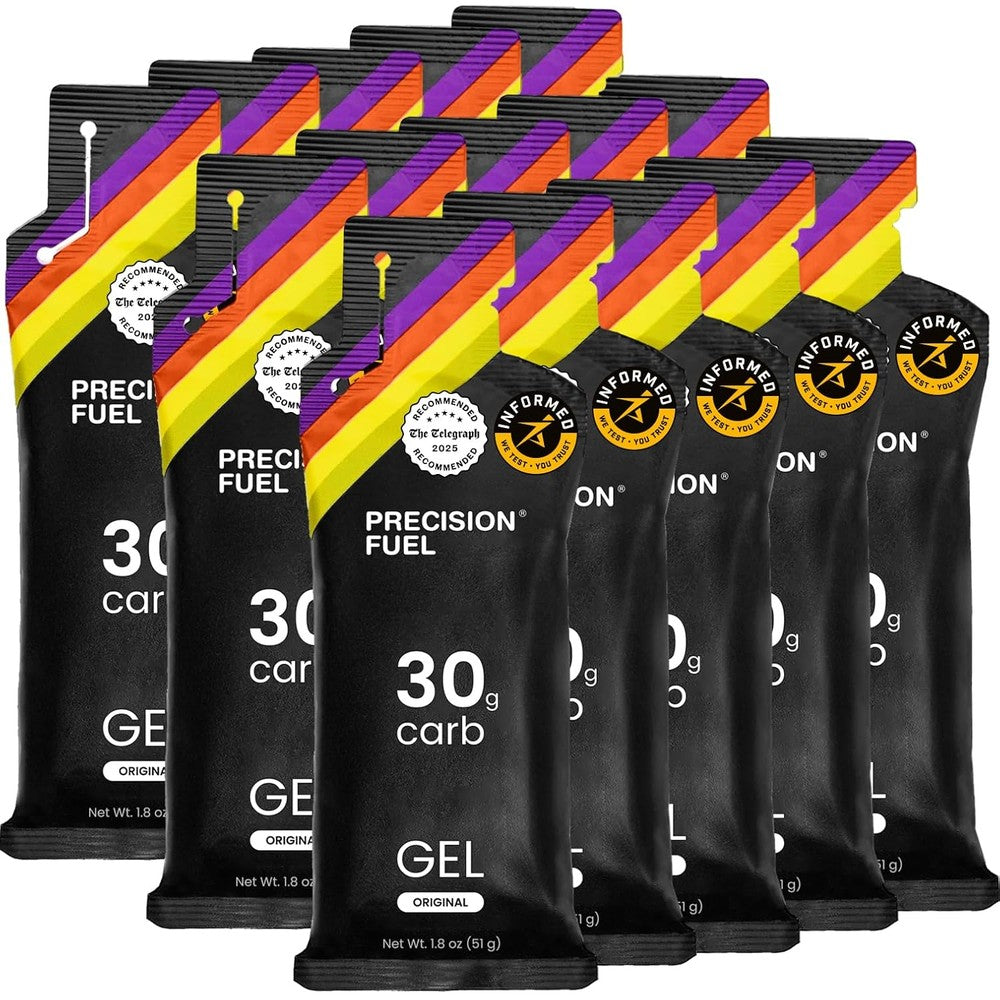Precision Hydration PF30 Energy Gels pack of 15 front view for marathon runners.