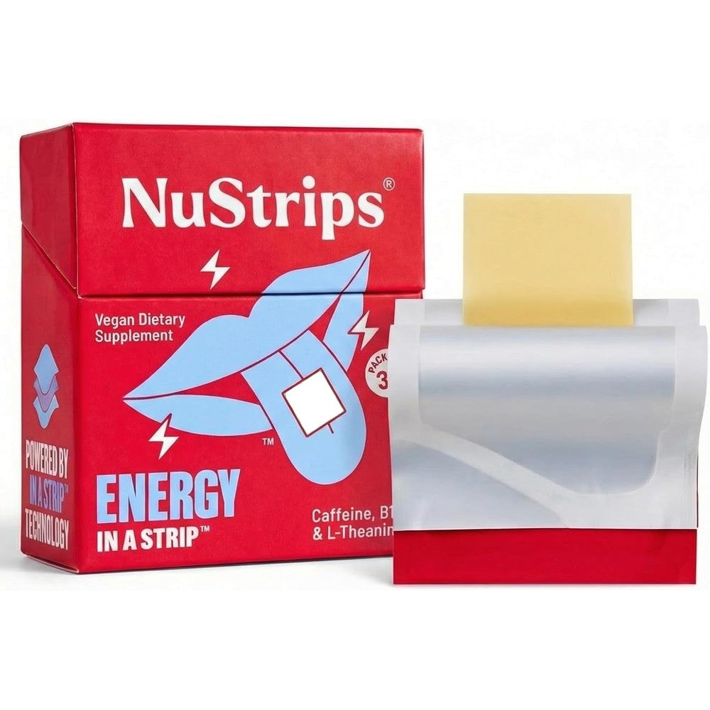 NuStrips Fast-Dissolving Energy Strips front packaging view caffeine supplement