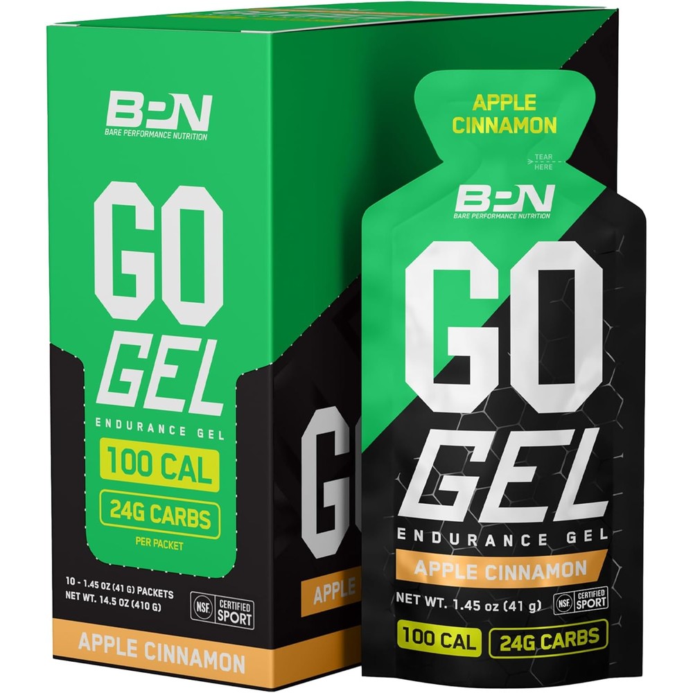 Bare Performance Nutrition BPN Go Gel Apple Cinnamon box front view authentic endurance gel.