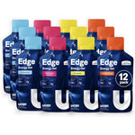 UCAN Edge Energy Gel Shots Variety Pack front view showing 12 pouches for endurance running.