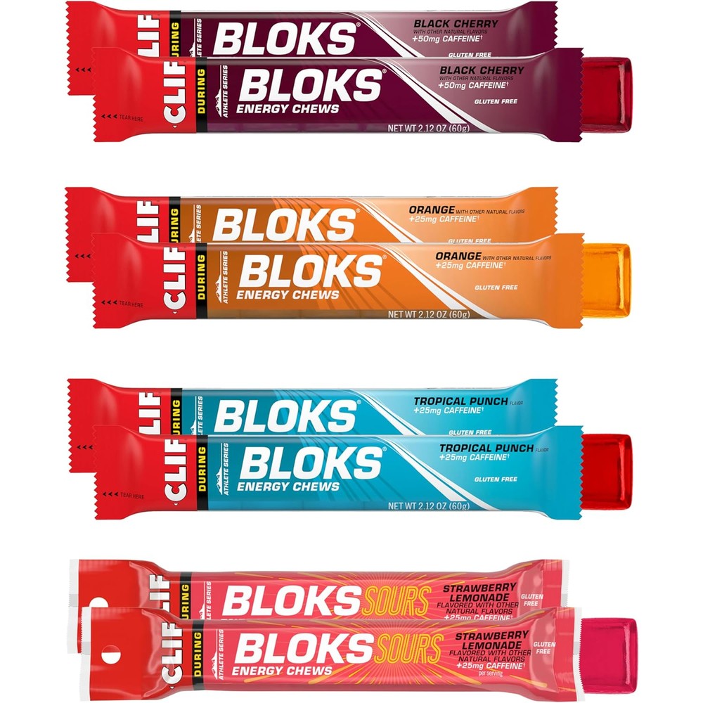 Clif Bloks Energy Chews Variety Pack front view for endurance fueling.