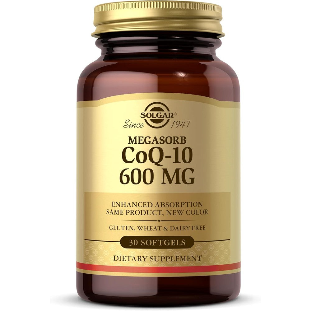Solgar Megasorb CoQ-10 600 mg, 30 Softgels - Promotes Nervous System Health - Coenzyme Q10 Supplement - Enhanced Absorption - Gluten Free, Dairy Free - 30 Servings