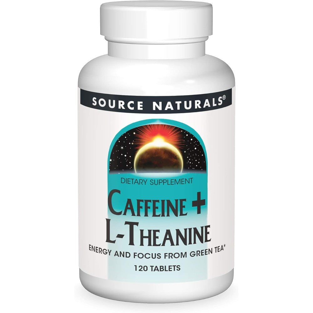 Source Naturals Caffeine + L-Theanine, Energy and Focus Support from Green Tea* - 120 Tablets
