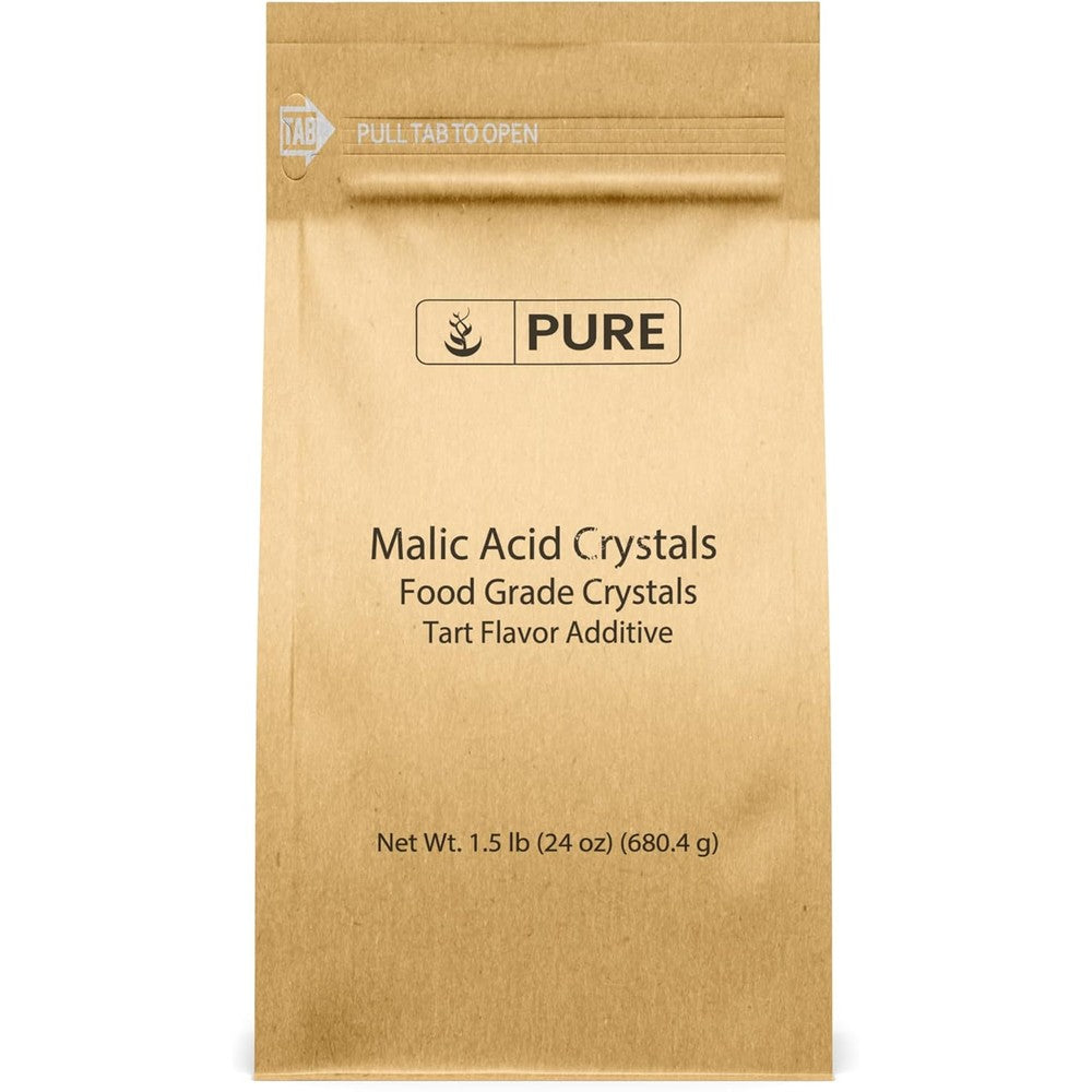 PURE ORIGINAL INGREDIENTS Malic Acid (1.5 lb) Food Grade Crystals, Tart Flavor