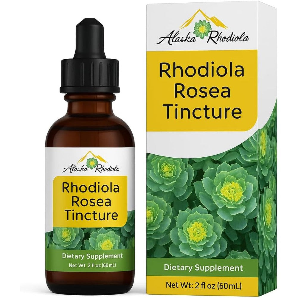 Alaska Rhodiola Rosea Tincture 2 ounce front view for natural stress relief.