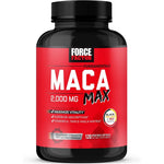 Force Factor Maca Max 2000mg 120 capsules front bottle view for vitality support.