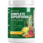 NutraOne Complete Superfoods Pineapple Strawberry canister front view daily wellness supplement