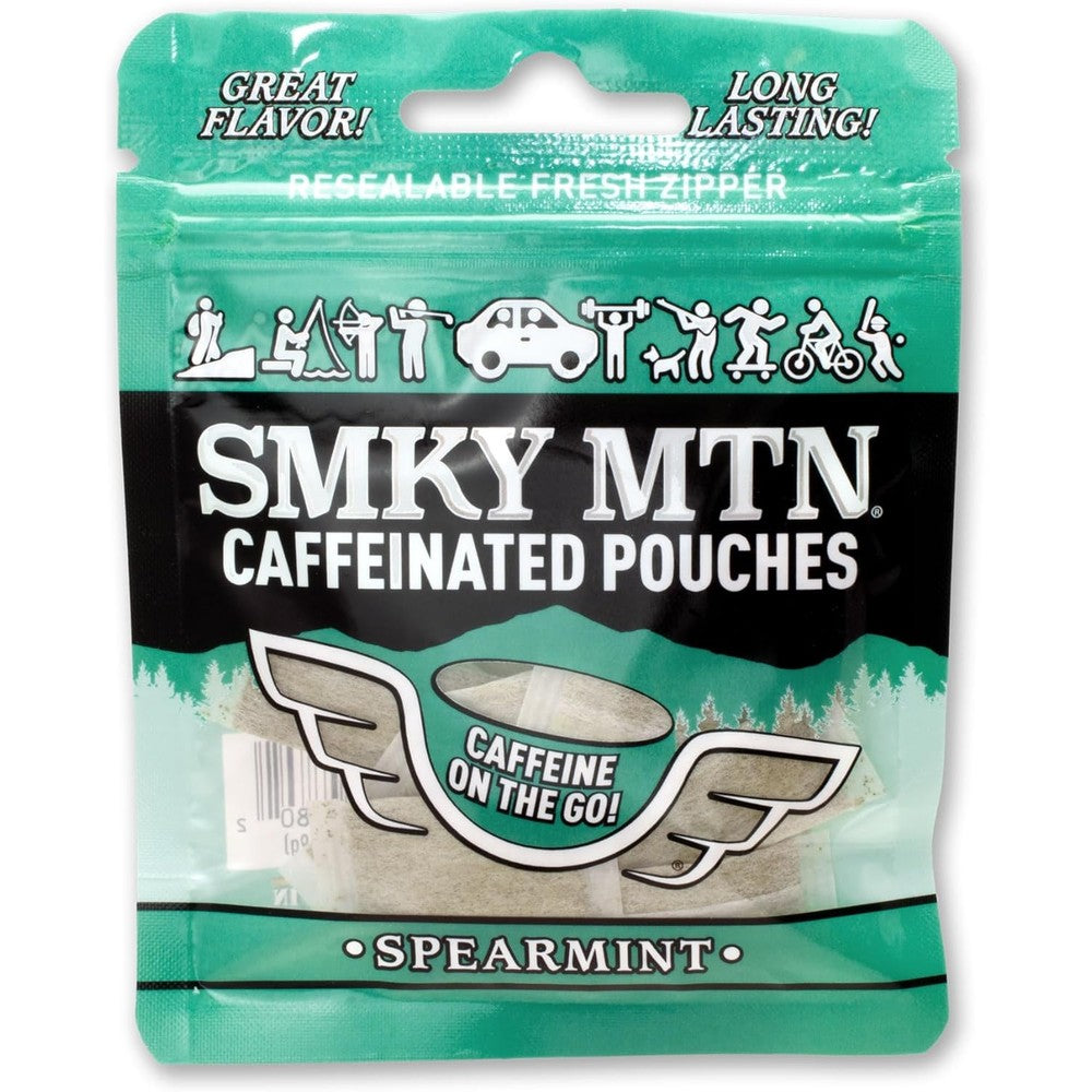 SMOKEY MOUNTAIN Caffeinated Pouches - Spearmint - Tobacco Free and Nicotine Free - 15 Pouches Per Pack - 1 Pack