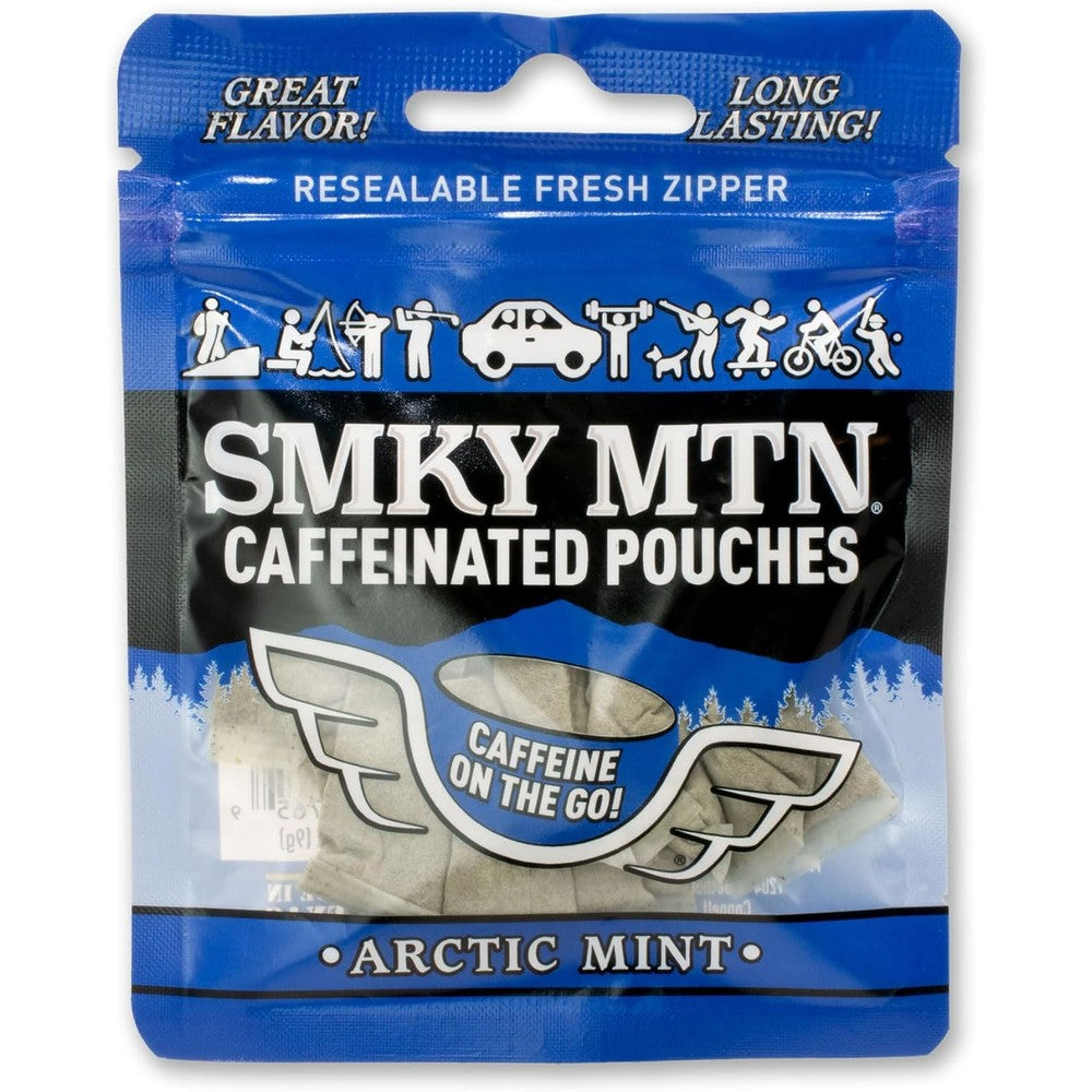 SMOKEY MOUNTAIN Caffeinated Pouches - Arctic Mint - Tobacco Free and Nicotine Free - 15 Pouches Per Pack - 5 Packs