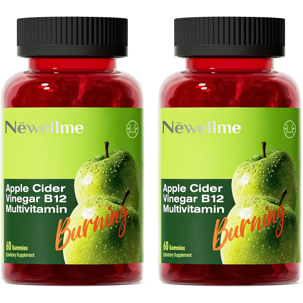 NEWELLME Sugar-Free Apple Cider Vinegar Gummies B12 Multivitamin,ACV Supplement Gummy Vitamins,Vegetarian Supplement for Women & Men,Non GMO,Support Normal Energy Levels & Gut Health 120 Gummies