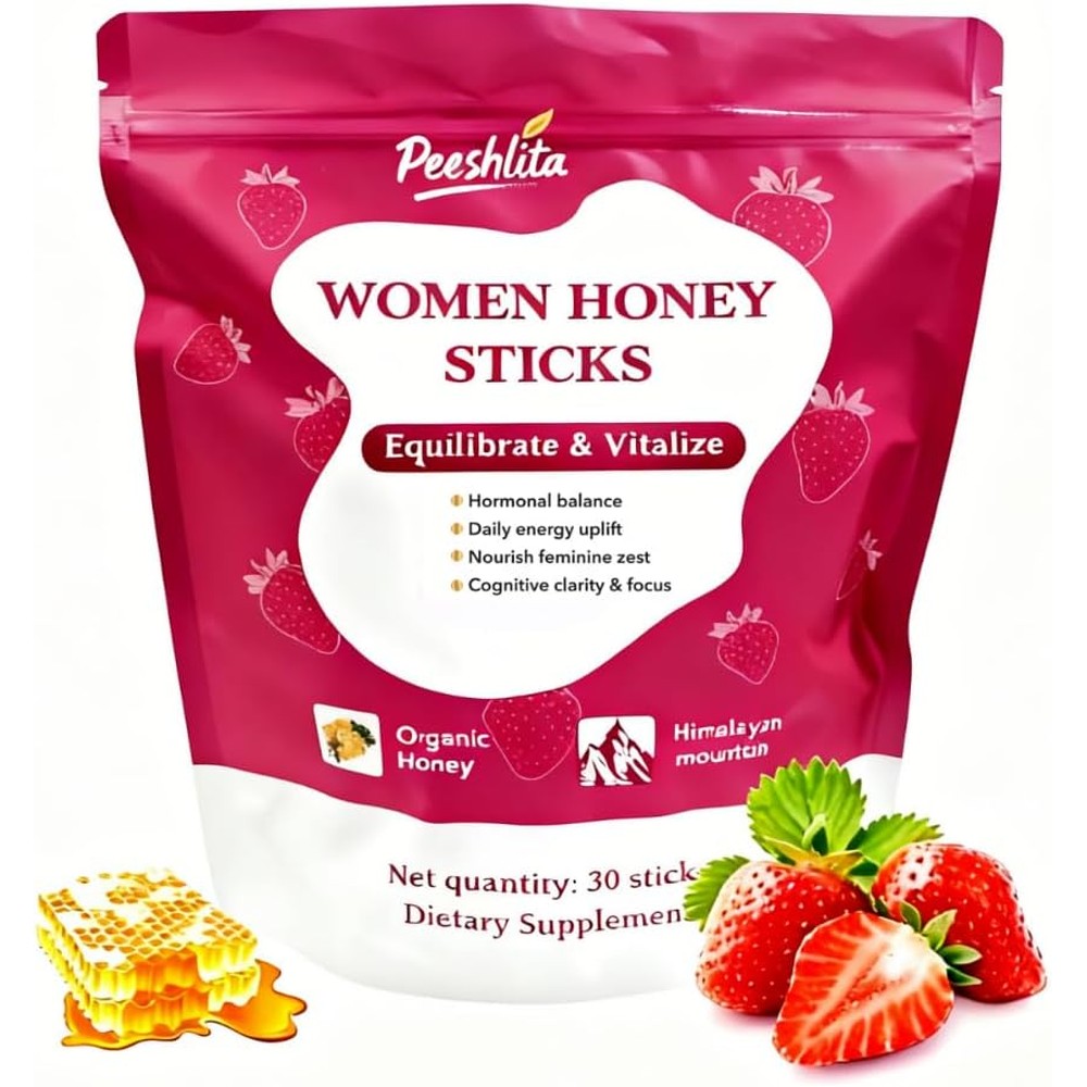 SHE-Lajit Honeysticks | Shilajit for Women - Shatavari & Saffron for hormonal Balance & Energy | Tasty Shilajit Honeysticks with Pure Himalayan Shilajit | 30 Sticks