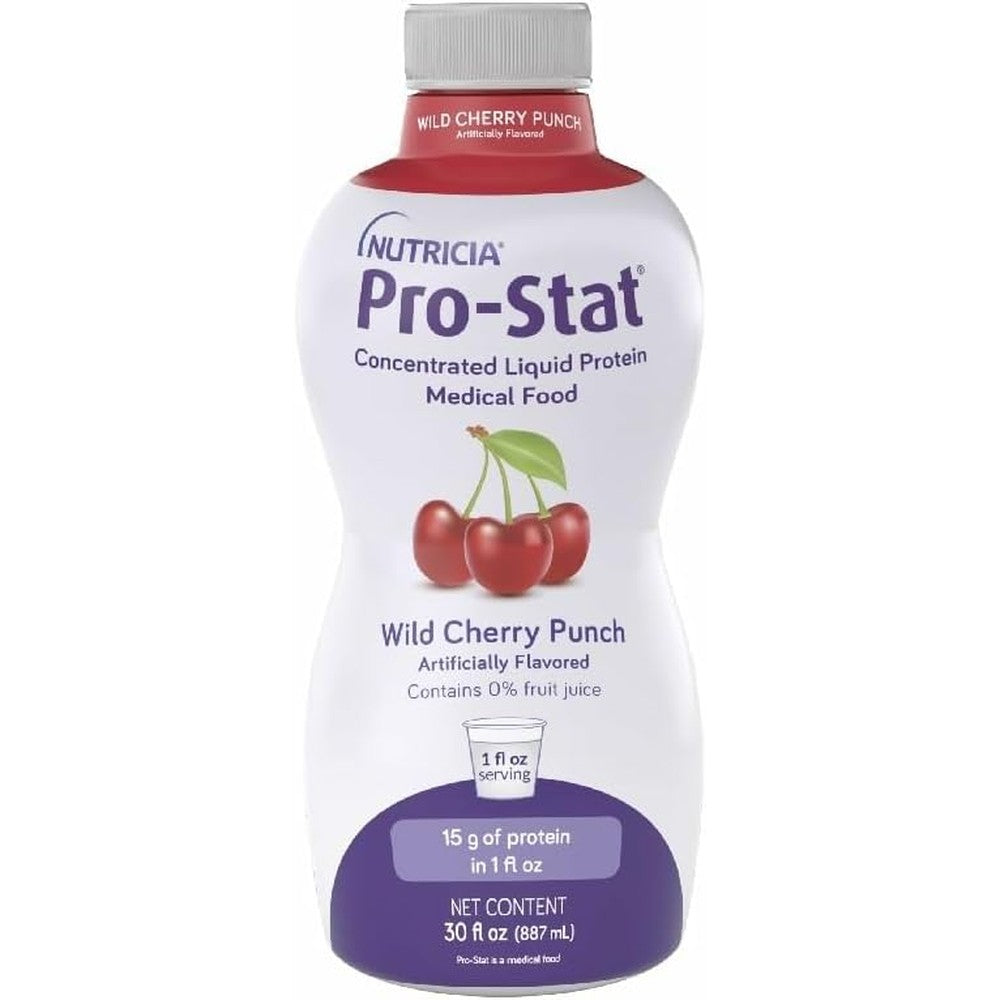 Pro-Stat Concentrated Liquid Protein Wild Cherry Punch 30 Ounce bottle front view for medical nutrition.