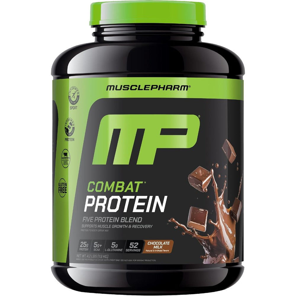 MusclePharm Combat Protein Powder Chocolate Milk front view for muscle building