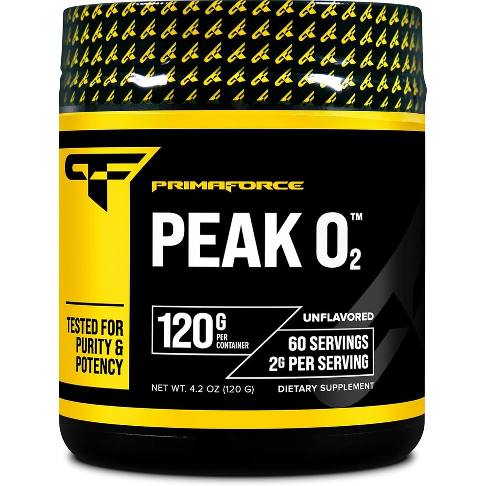 PrimaForce Peak O2 workout supplement bottle for athletic performance