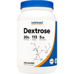 Nutricost Dextrose Powder 5 Pounds container front view showing clean carbohydrate supplement labeling