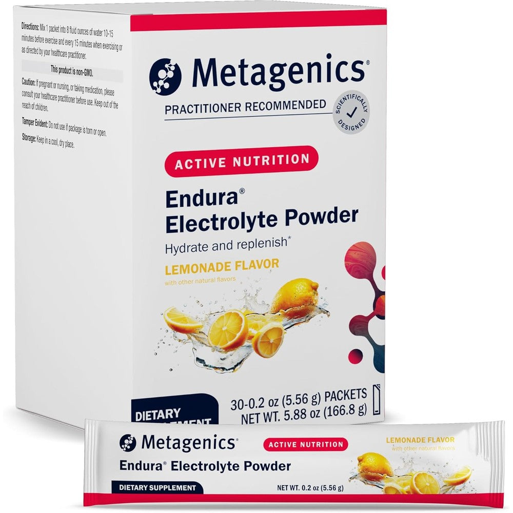 Metagenics Endura electrolyte balance powder lemonade 30 packets box