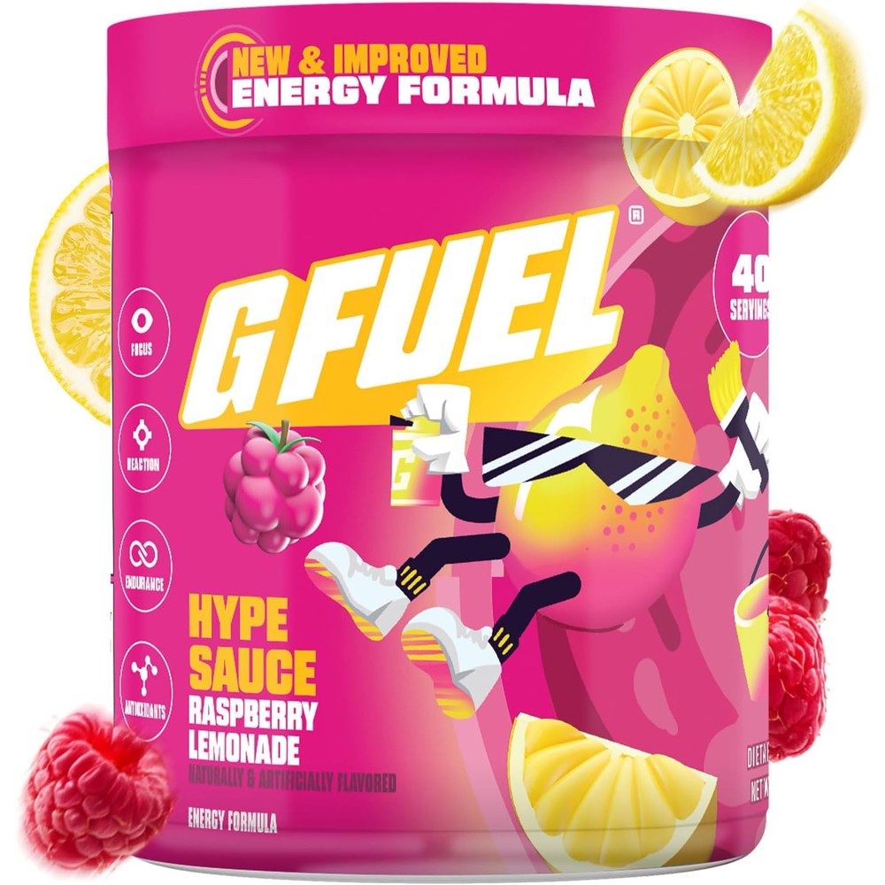 G Fuel Hype Sauce 2.0 raspberry lemonade energy drink powder 40 servings tub