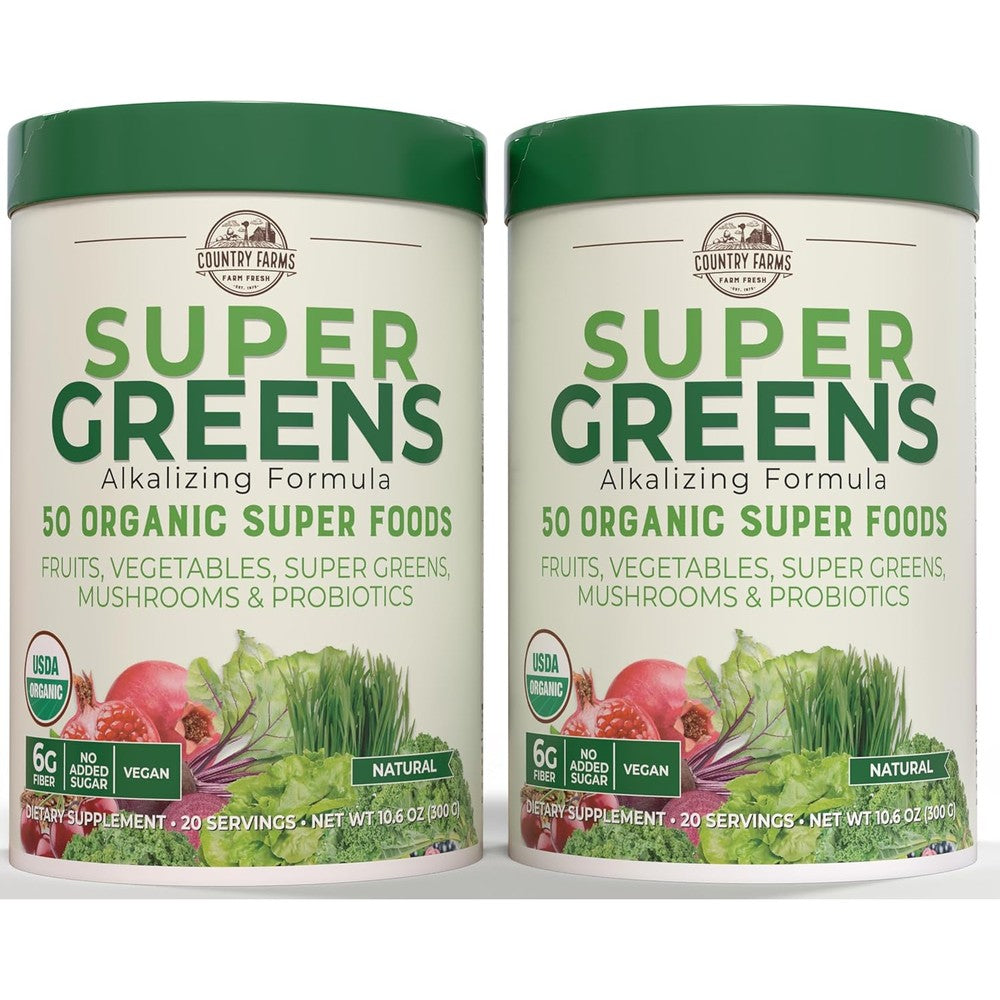 Country Farms Super Greens organic superfood powder 2 pack tubs