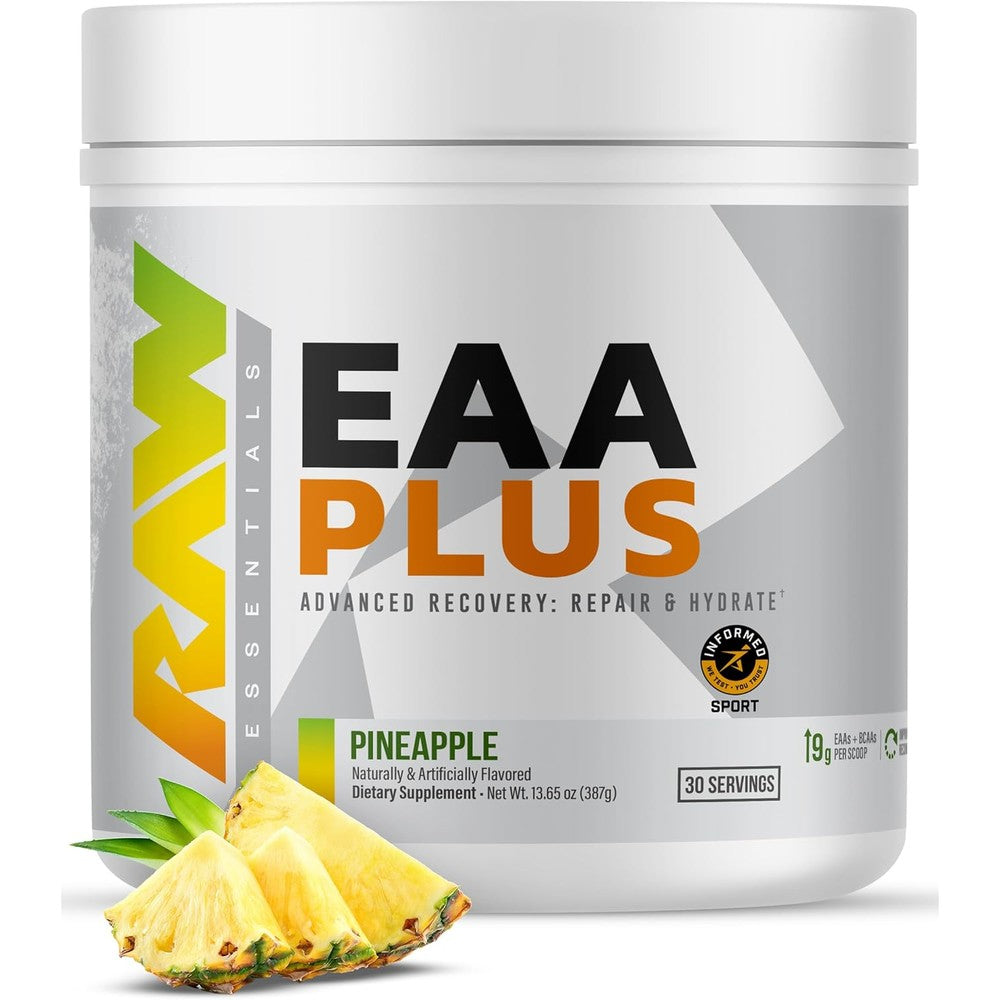 RAW EAA Plus amino acids powder pineapple flavor 30 servings