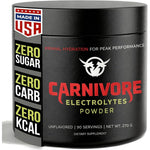 Carnivore Electrolytes unflavored keto electrolyte powder in a 90 serving tub