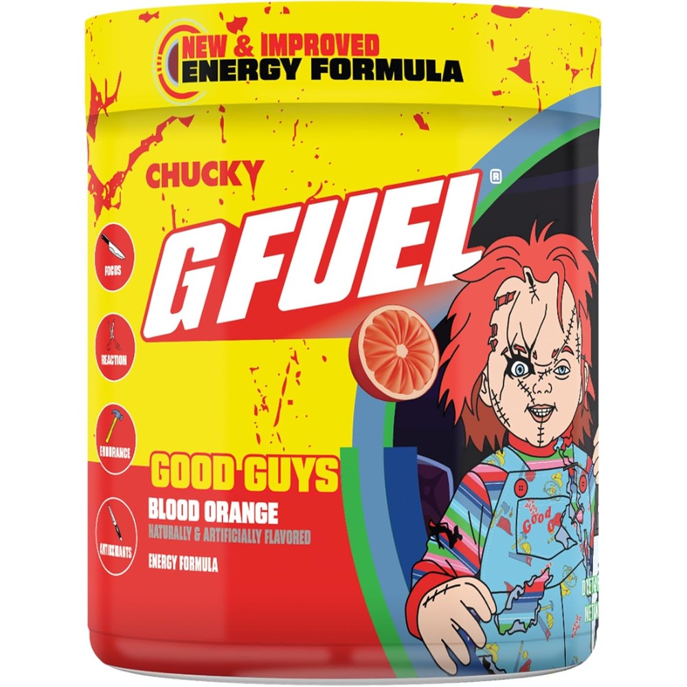 G Fuel Chucky Good Guys 2.0 Tropical Blood Orange energy drink powder tub