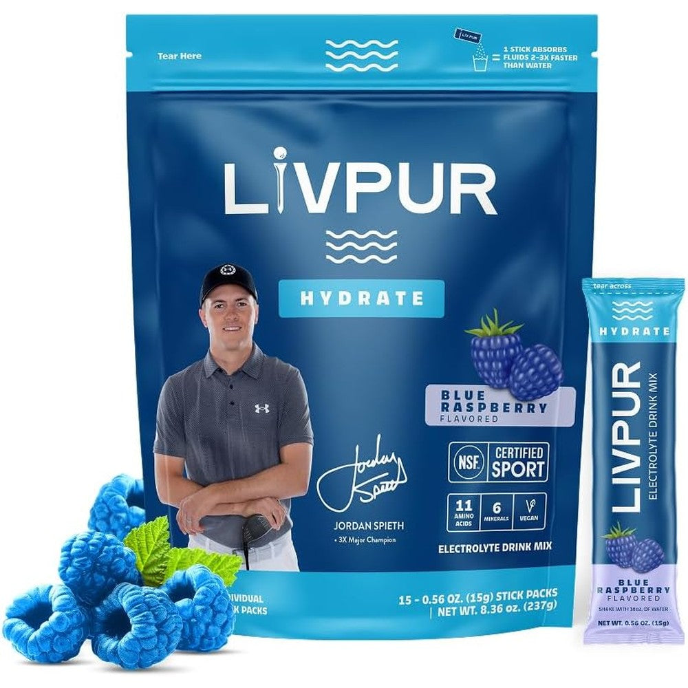 LivPur Electrolyte Drink Mix Blue Raspberry hydration powder packets