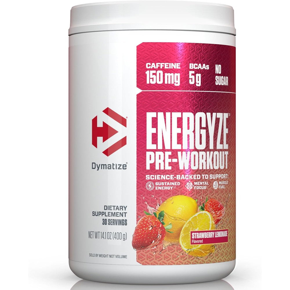 Dymatize Nutrition Energyze Pre Workout Strawberry Lemonade front view bottle