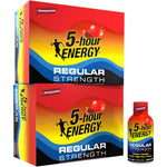 5 hour ENERGY Regular Strength Pomegranate 24 Count box front view for energy supplement.