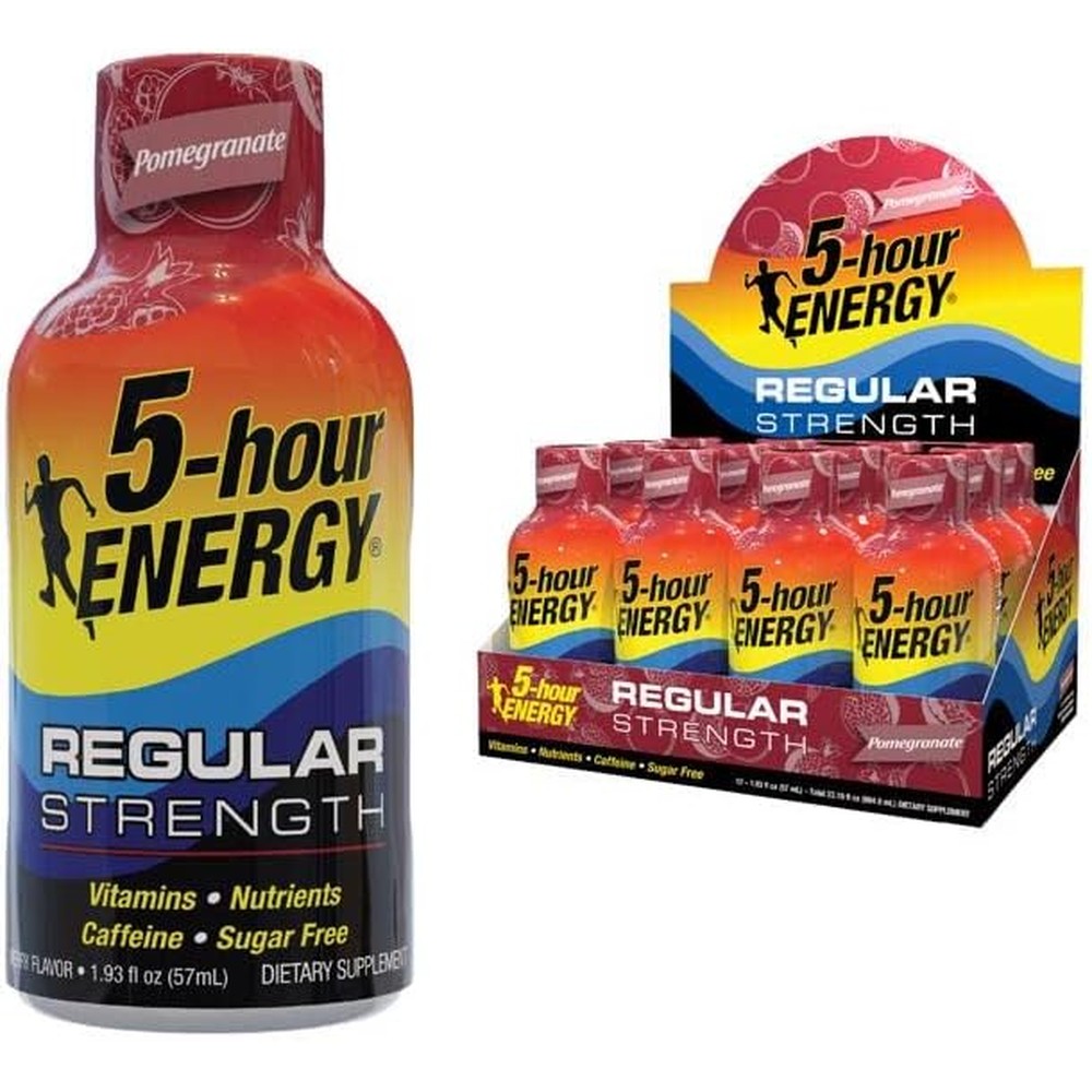 5 hour ENERGY Shot Regular Strength Pomegranate front packaging 12 count pack