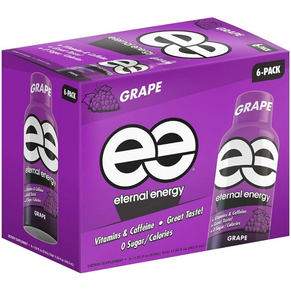 Eternal Energy Premium Energy Shot Grape front view 6 count pack