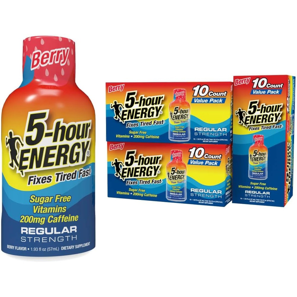 5-hour ENERGY Regular Strength Berry 30 Count front view energy shots
