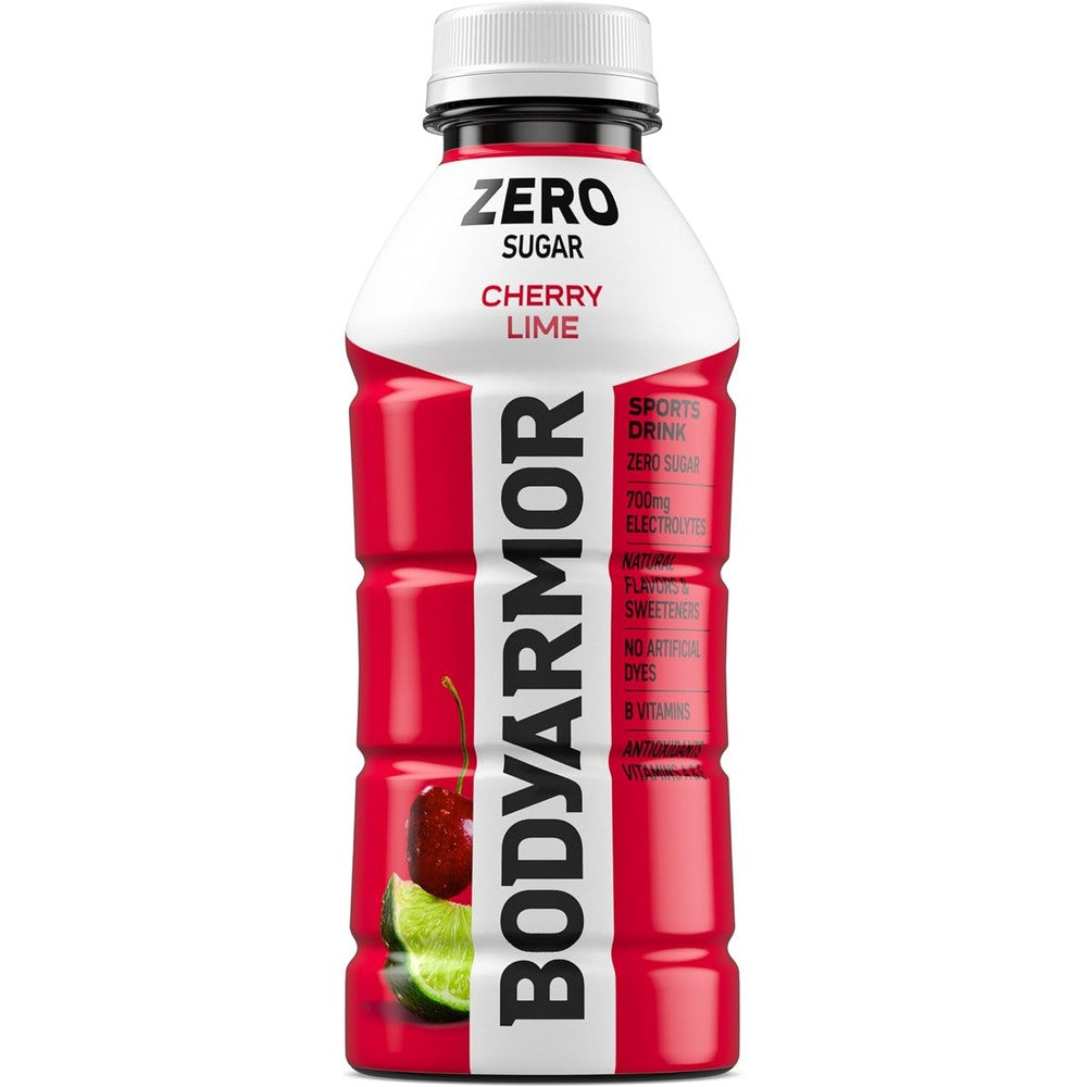 BODYARMOR Zero Sugar Cherry Lime sports drink front view bottle