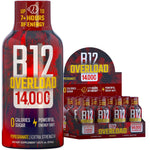 Vitamin Energy B12 Overload Pomegranate shots front view 12 pack bundle