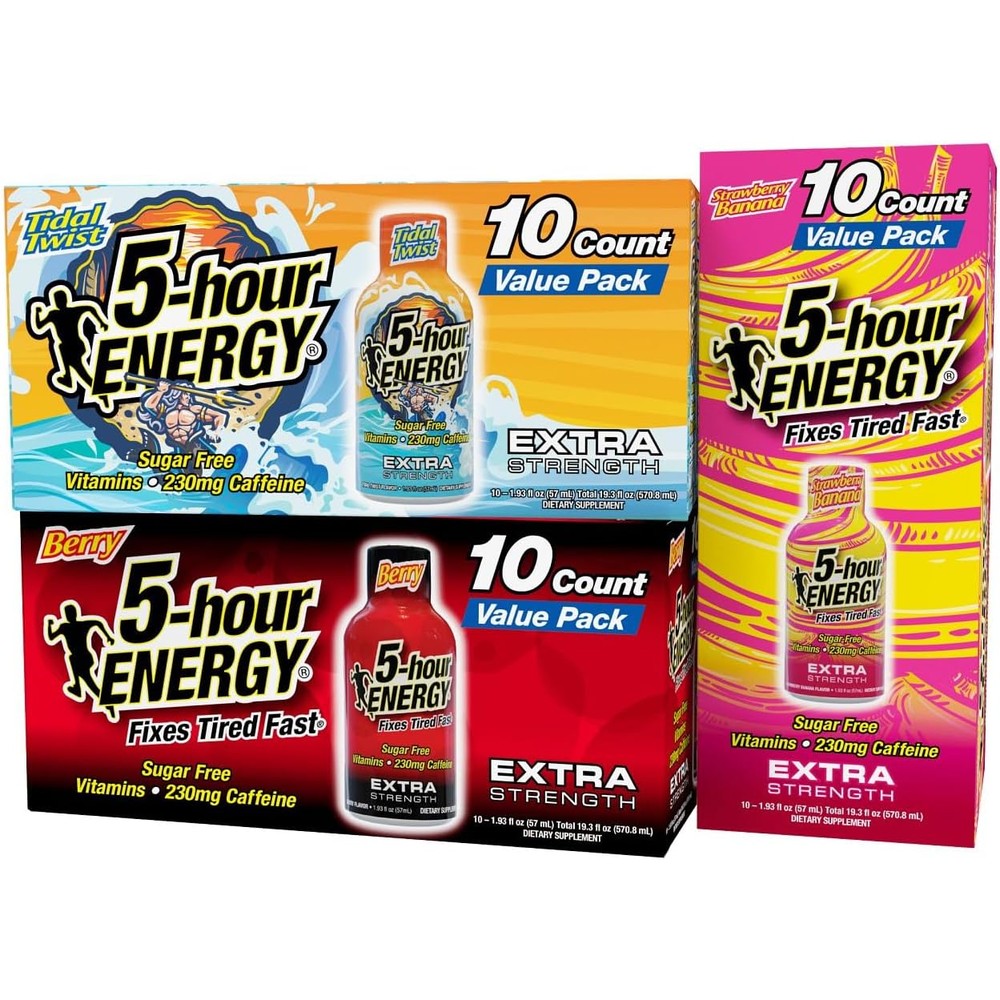 5-Hour Energy Extra Strength Shots Variety Pack front view of 30 count box