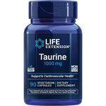 Life Extension Taurine 1000 mg 90 vegetarian capsules front bottle view