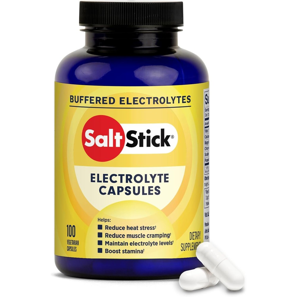 SaltStick Electrolyte Capsules 100 count bottle front view for endurance hydration.